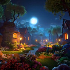 Obraz premium Beautiful homes on a quiet neighborhood street at night