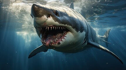 The great white shark is always fierce in the sea