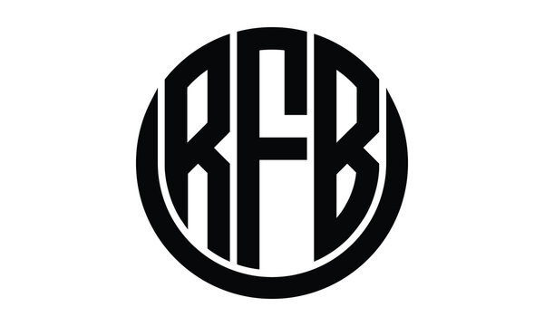 RFB shield in circle logo design vector template. lettermrk, wordmark, monogram symbol on white background.	