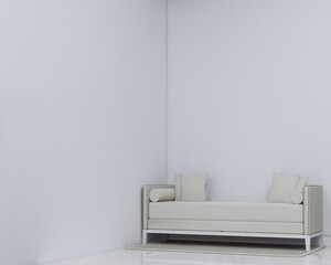 light grey daybed design in corner space interior design