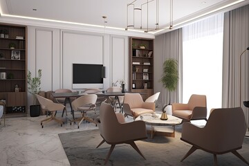 a spacious, modern living room. Generative AI