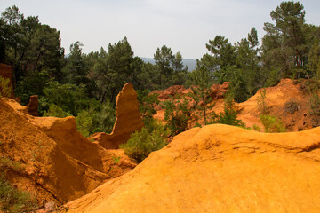 Ocher trail (sentier des Ocres) in Roussillon, France.