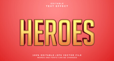 Editable text style effect - Heroes text style theme.