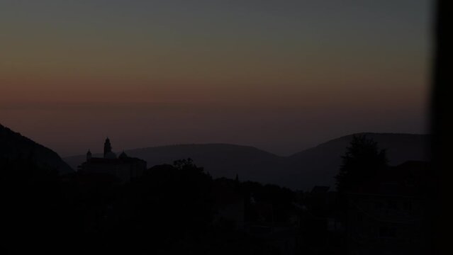 Village in the mountain in the sunset Mount Lebanon Douma Lebanon