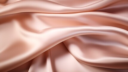 Fototapeta premium Rose Gold Silk Fabric Texture with Beautiful Waves. Elegant Background for a Luxury Product