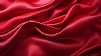 Fototapeta na wymiar Ruby Silk Fabric Texture with Beautiful Waves. Elegant Background for a Luxury Product