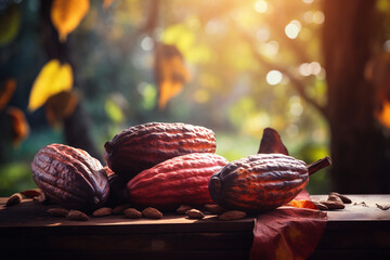 fruit of the cocoa tree. cocoa beans. chocolate. banner. Africa. South America