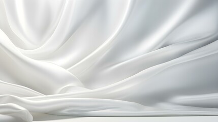 White Silk Fabric Texture with Beautiful Waves. Elegant Background for a Luxury Product