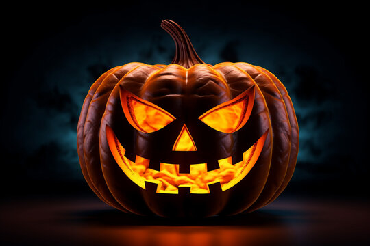 Glowing pumpkins, glowing eyes, fog, ghosts