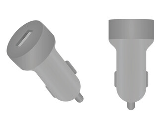 Grey phone car charger. vector illustration