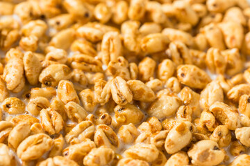 Healthy Sweet Puffed Wheat Breakfast Cereal