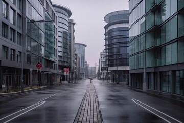 A cityscape with contemporary office buildings - business. Generative AI