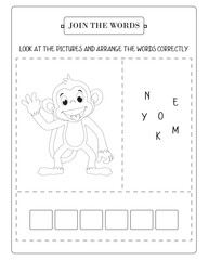 Arrange The Word Correctly Kids Worksheet, Word Teaching Material Kids Worksheet, Teaching Material for Children