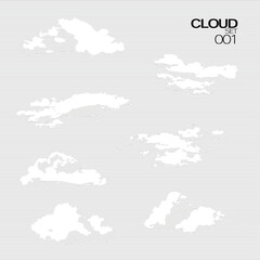 Minimal style cad cloud line drawing in sky, Side view, set of graphics sky elements for architecture and landscape design drawing representation. Vector illustration background - obrazy, fototapety, plakaty