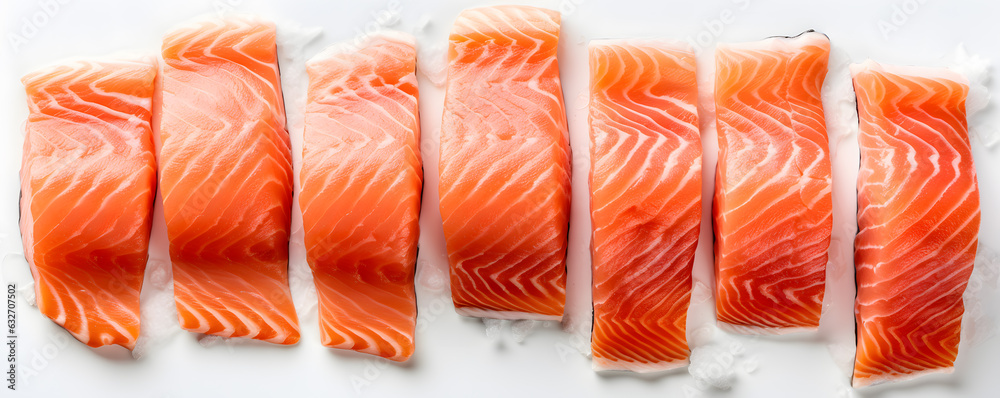 Wall mural fresh salmon steak on white background