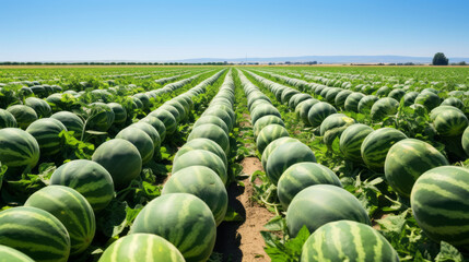 A sun-kissed watermelon field on a