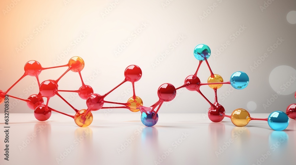 Canvas Prints colorful 3d illustration of molecule model. science background with copy space.