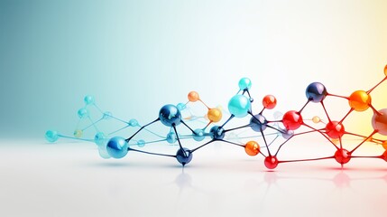 colorful 3d illustration of molecule model. Science background with copy space.