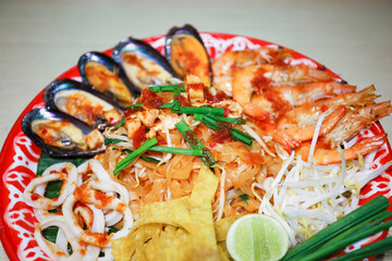 Padthai most popular fried noodle yummy thai street food.