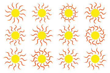 Fototapeta premium set of suns on white background