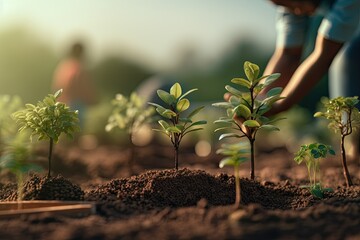 Tree Planting Day: Planting Saplings for Reforestation  Generative AI