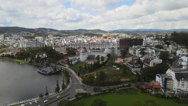 The aerial view of Dalat in Vietnam