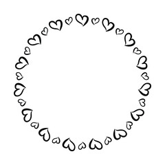 Heart circle frame border for decorative vintage element for design in vector illustration