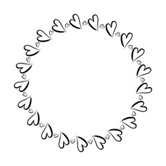 Heart circle frame border for decorative vintage element for design in vector illustration