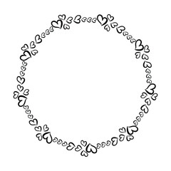 Heart circle frame border for decorative vintage element for design in vector illustration