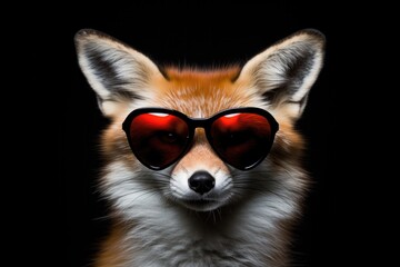 Portrait Fox With Sunglasses Black Background . Styling A Portrait Fox, Picking Out Sunglasses, Using Black Backgrounds, Editing Fox Pictures, Choosing Unique Accessories, Making Custom Clothes