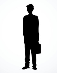 Vector drawing. Standing businessman sign