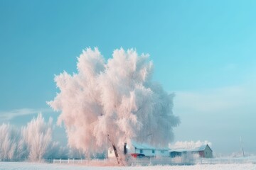 a snow-covered winter scene. Generative AI