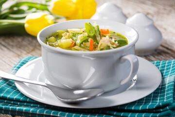 Fresh vegetable soup. Selective focus.