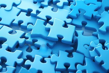 Creative blue puzzle background. AI generated