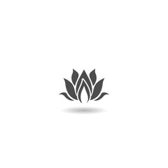 Candle and lotus symbol icon with shadow