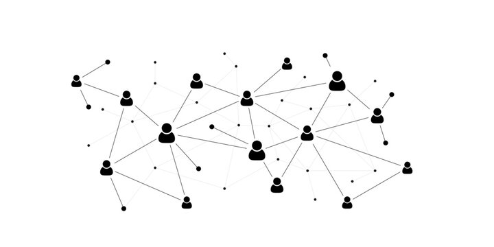 Social user network, people network illustration. Dots connected lines create network