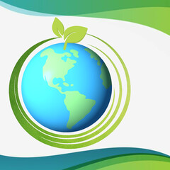 Save the World Green Earth Concept on White Background