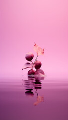 Fototapeta premium Pink autumn composition in minimal style. The concept of a beautiful and warm autumn. Generative AI.