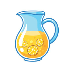 Orange juice in a decanter. Vector illustration with fruit juice. - 632715167