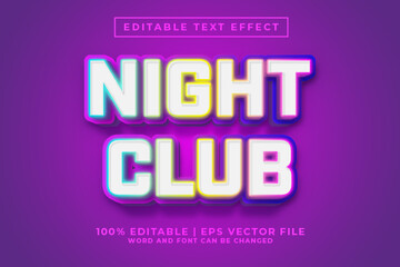Obraz premium Night Club 3d Editable Text Effect Retro Style Premium Vector