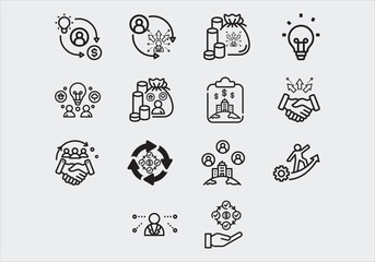 business and marketing  Vector Flat Line Icons
