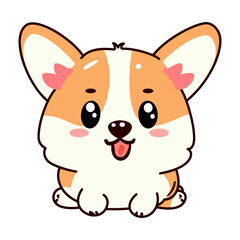 cute corgi dog kawaii pink vector illustration