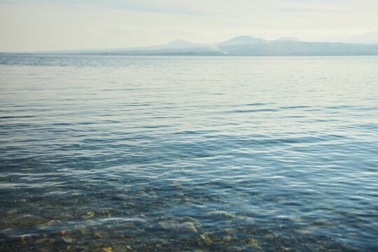 Lake Sevan in Armenia in winter.