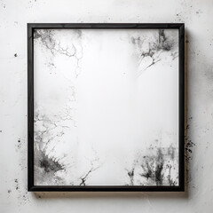 Abstract Grunge Black Photo Frame White Wall Plaster Texture Background