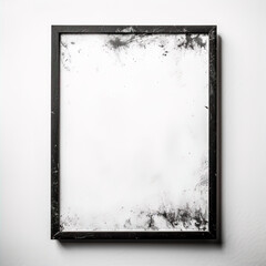 Abstract Grunge Black Photo Frame White Wall Plaster Texture Background