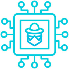 Obraz premium Outline gradient cpu Hacker icon