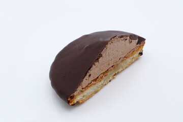 Swedish chocolate cookie called chockladbiskvi or chocolate bisque. Cut in half.