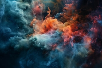 Fototapeta na wymiar Nebula with colorful gas clouds, Space, bokeh 