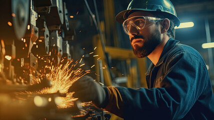 photograph of Industry manufacturing men engineer worker skills quality, maintenance, generative ai