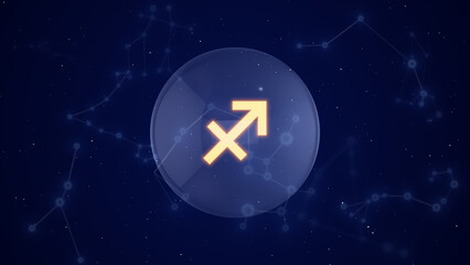 Sagittarius Zodiac Sign with a Constellation Background	
